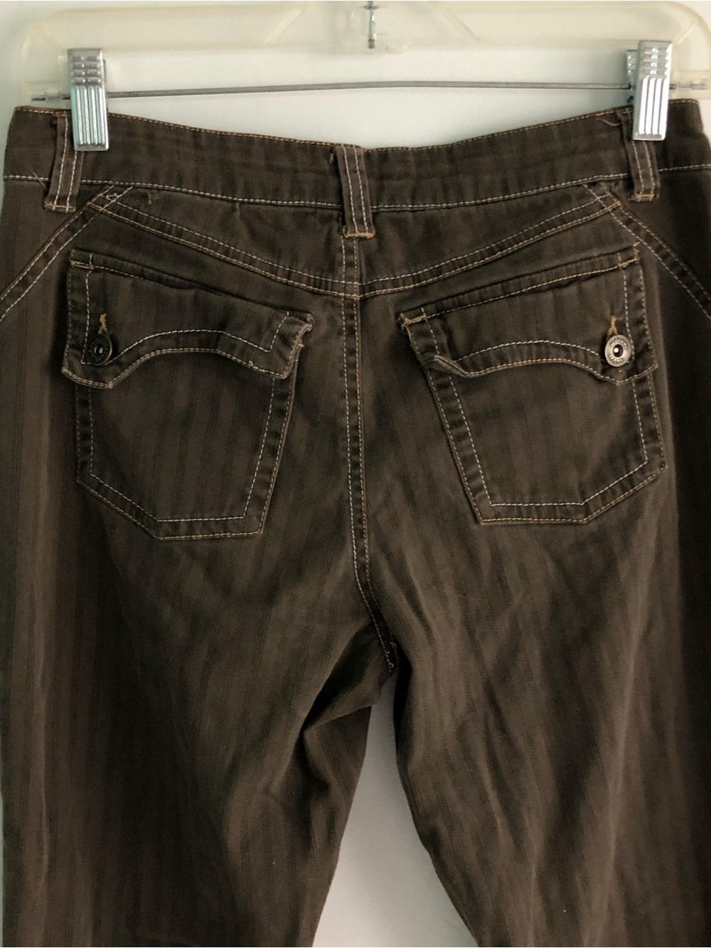 90s Y2K Low Rise Illegal Jeans Brown Pinstripe Boot Cut Flared Pants